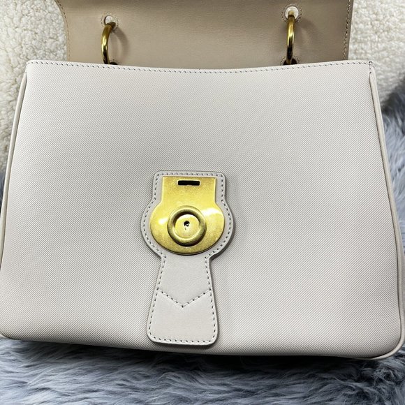 Burberry DK88 Medium Trench Calfskin Top Handle Bag Limestone Honey EUC - Picture 12 of 16